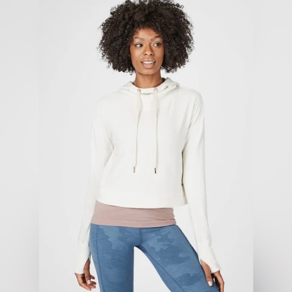 Sweaty Betty | Tops | Sweaty Betty Escape Luxe Fleece Cropped Hoodie Sweater  In Lily White Nwt | Poshmark
